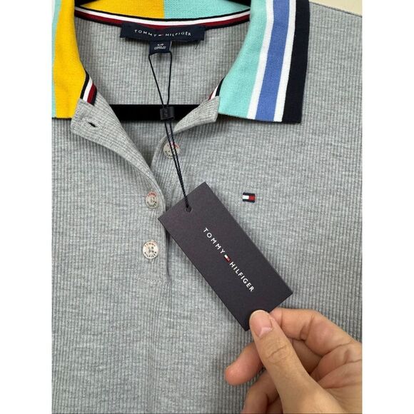 Tommy Hilfiger Rainbow Collar Polo Dress - Size Small - Picture 9 of 9